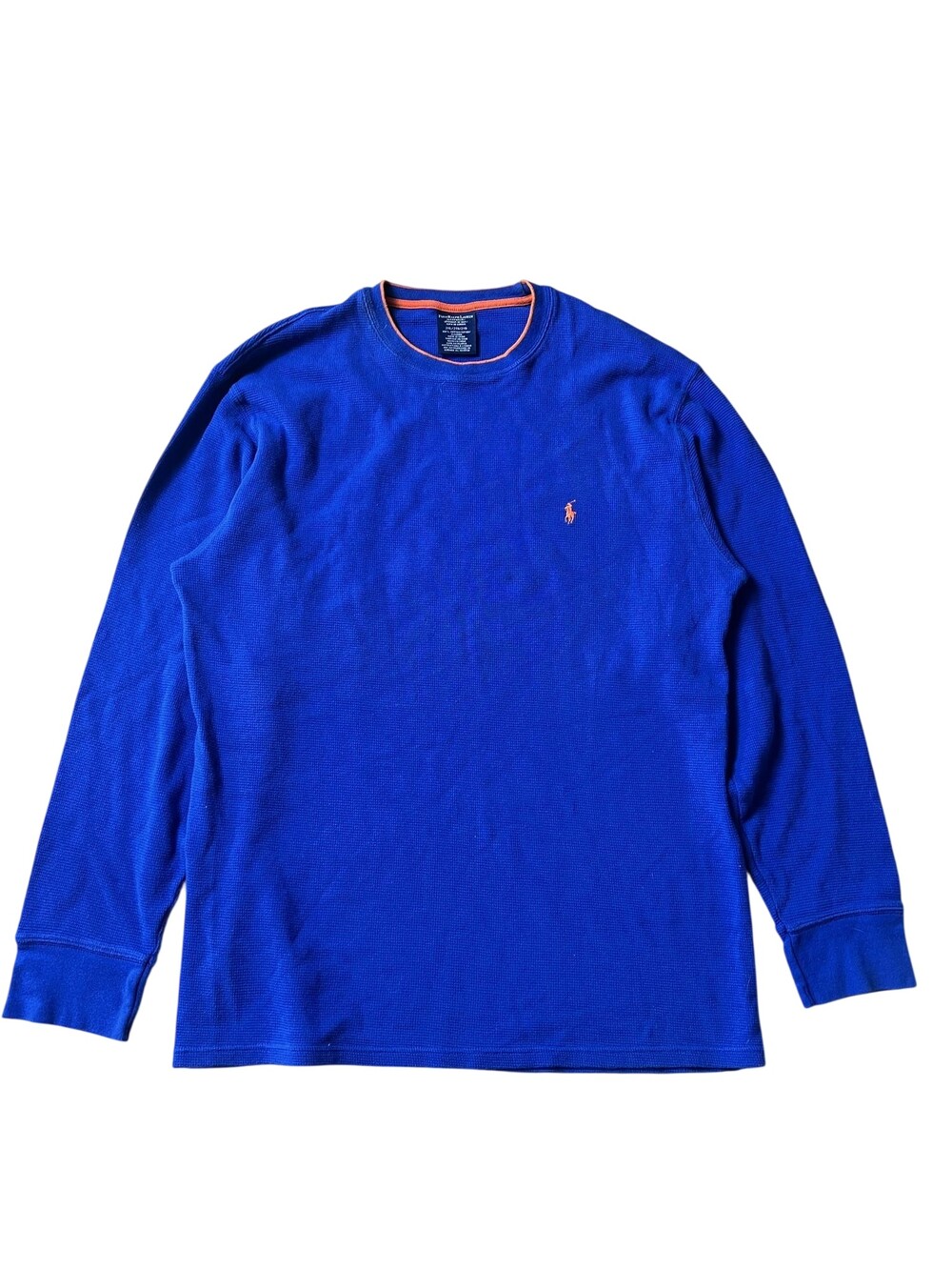 Polo Ralph Lauren Shirt Mens 2XL Blue Long Sleeve Waffle Thermal Logo Crewneck
